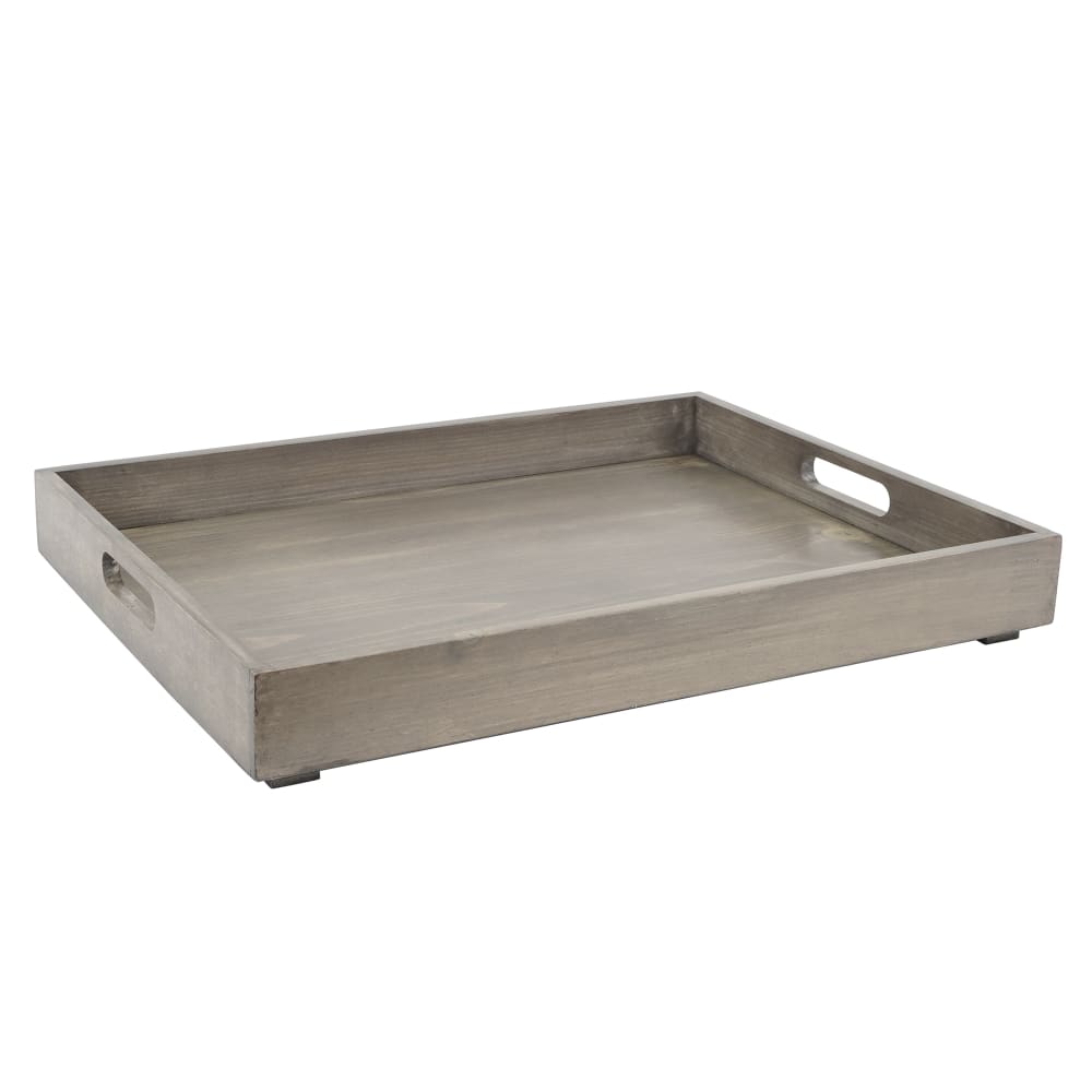 Cal-Mil 3475-2-110 Rectangular Room Service Tray w/ Handles - 21 1/2" x 15 1/2", Pine Wood, Gray Wash