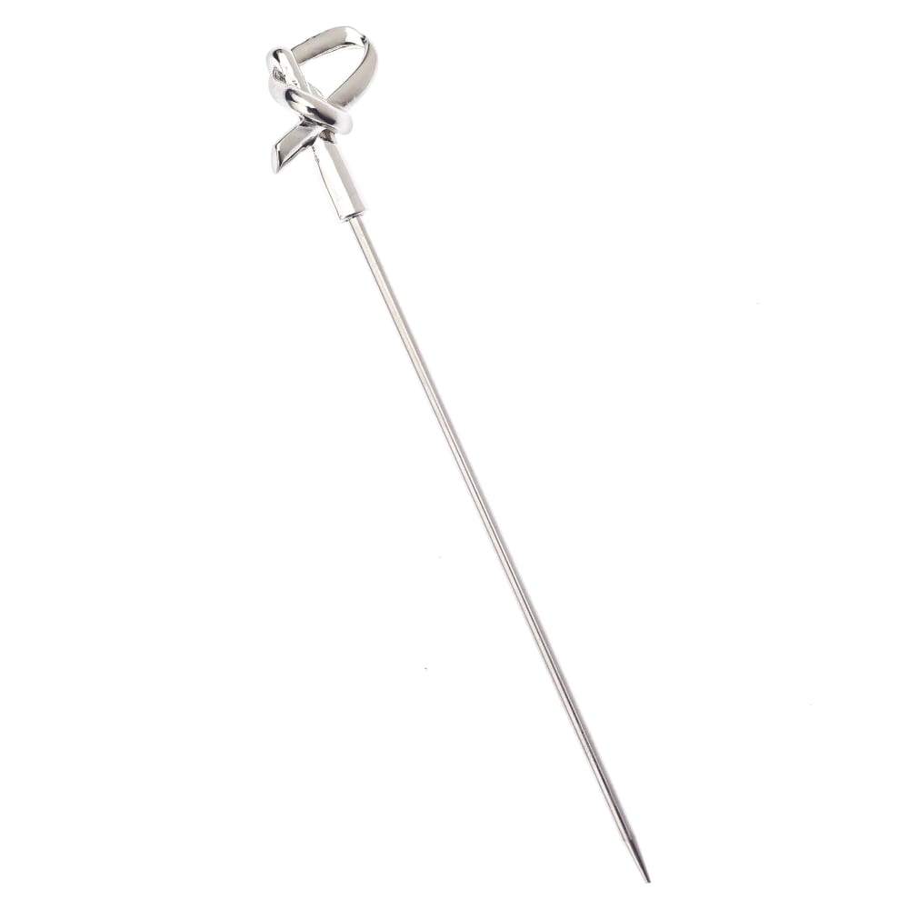 132-M37182 4 3/8" Cocktail Pick w/ Bamboo Knot Top, Stainless