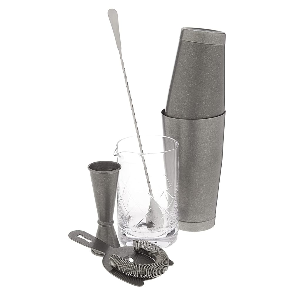 132-M37131VN 5-Piece Cocktail Mixing Set - Vintage Stainless