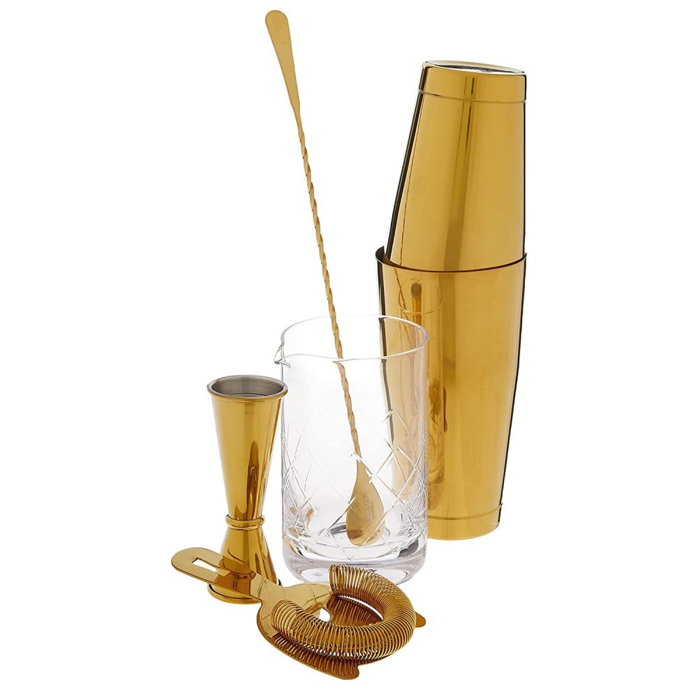 132-M37131GD 5-Piece Cocktail Mixing Set - Gold