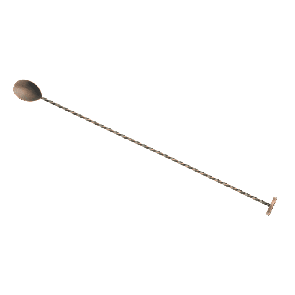 132-M37019ACP 15 3/4" Bar Spoon w/ Muddler End, Antique Copper