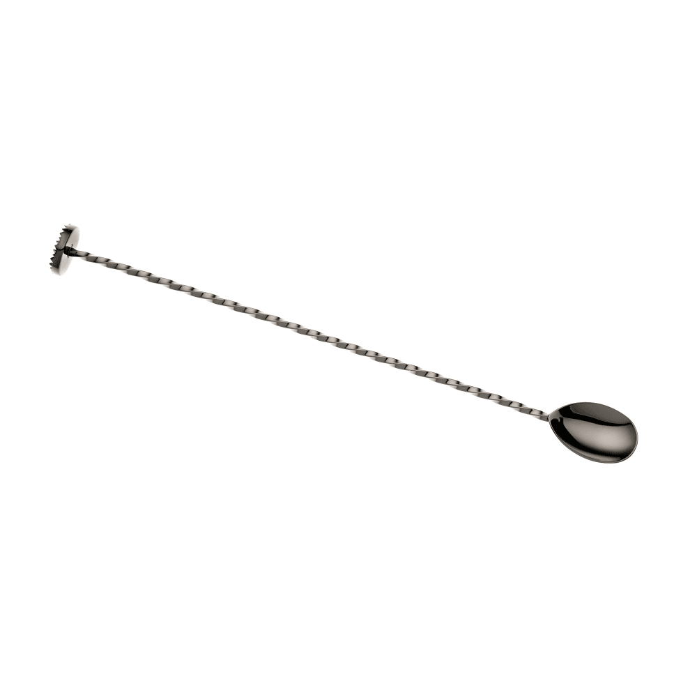 132-M37018BK 11 13/16" Bar Spoon w/ Muddler End, Gun Metal Black