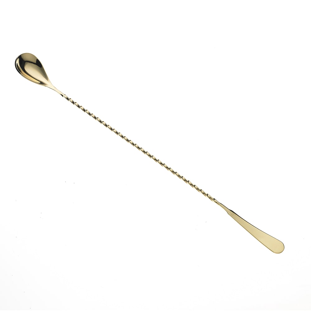 132-M37010GD 13 3/16" Japanese Bar Spoon w/ Machined End, Gold