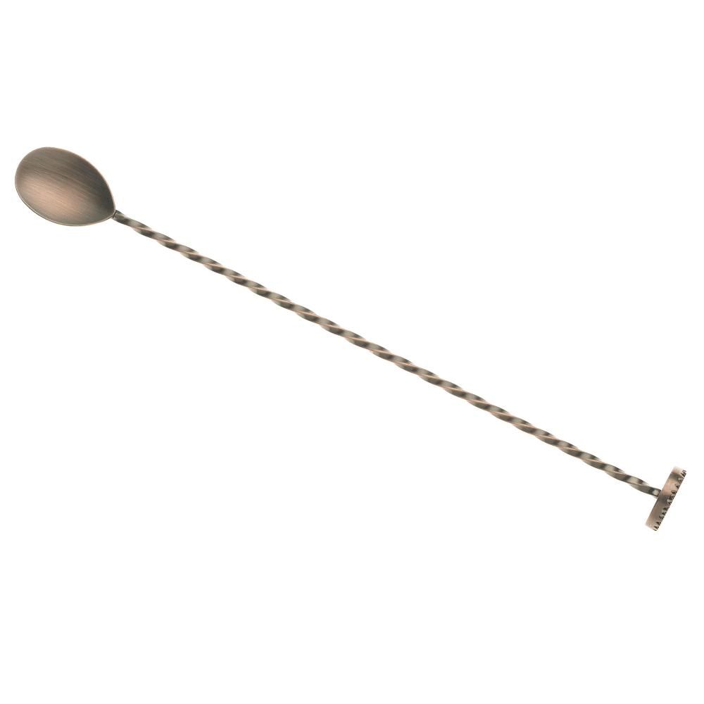 132-M37018ACP 11 13/16" Bar Spoon w/ Muddler End, Antique Copper