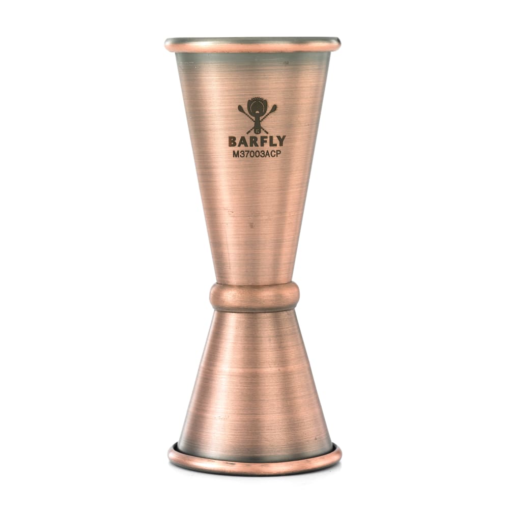 132-M37003ACP Double Japanese Style Jigger - 1 oz & 1 1/2 oz, Antique Copper