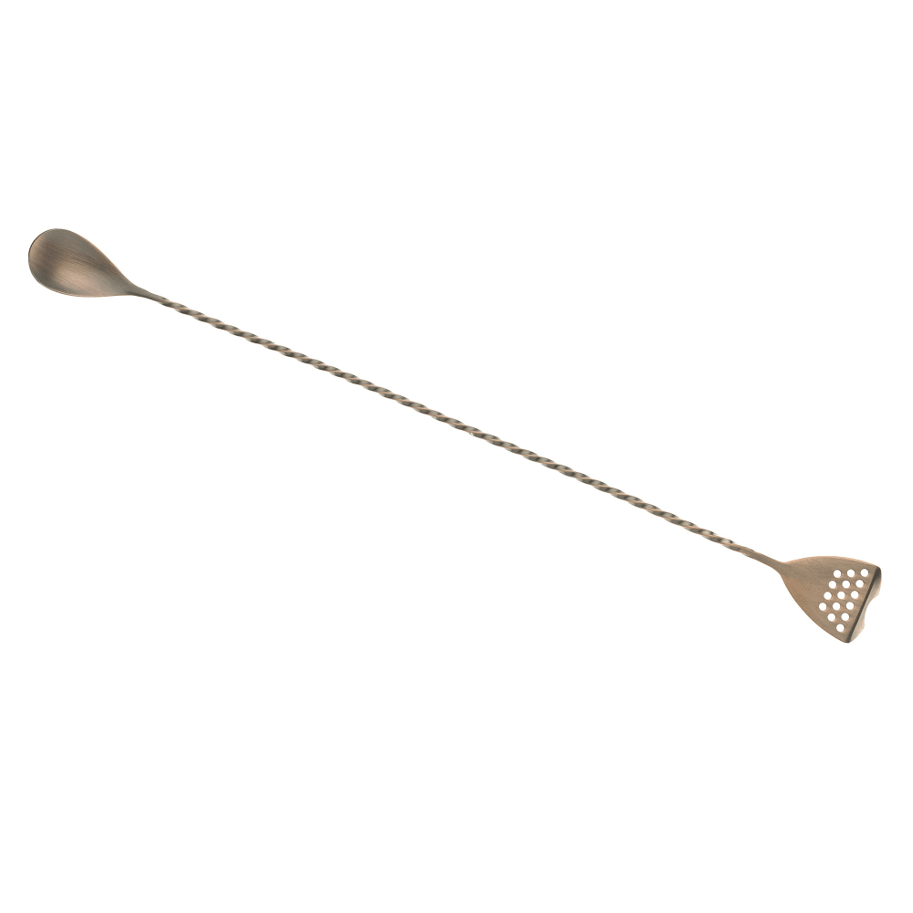 132-M37072ACP 15 3/4" Bar Spoon w/ Strainer End, Antique Copper
