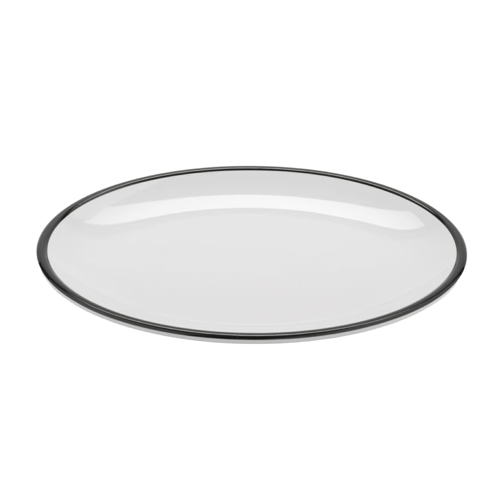284-OP1291WBK 12 1/4" x 9" Oval Bistro™ Dinner Plate - Melamine, White w/ Black Trim