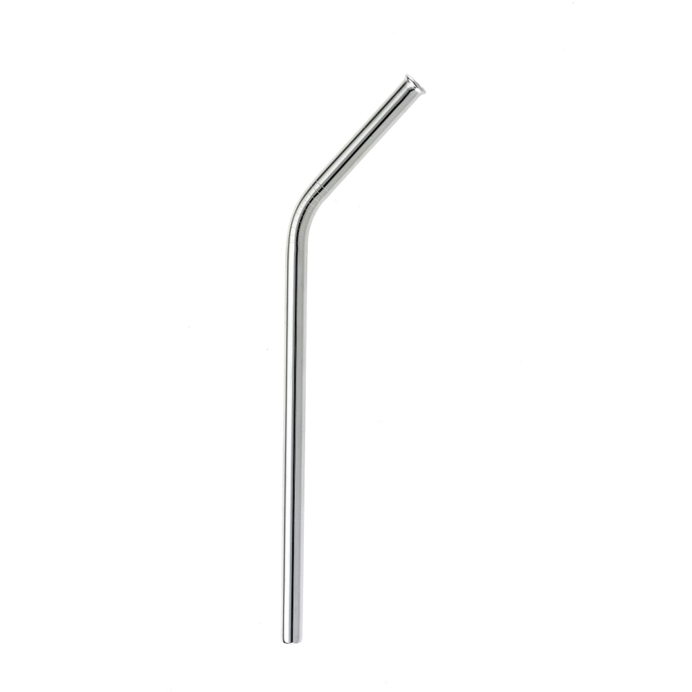 132-M37113 8 1/2" Curved Metal Straw - Stainless Steel, Mirror Finish
