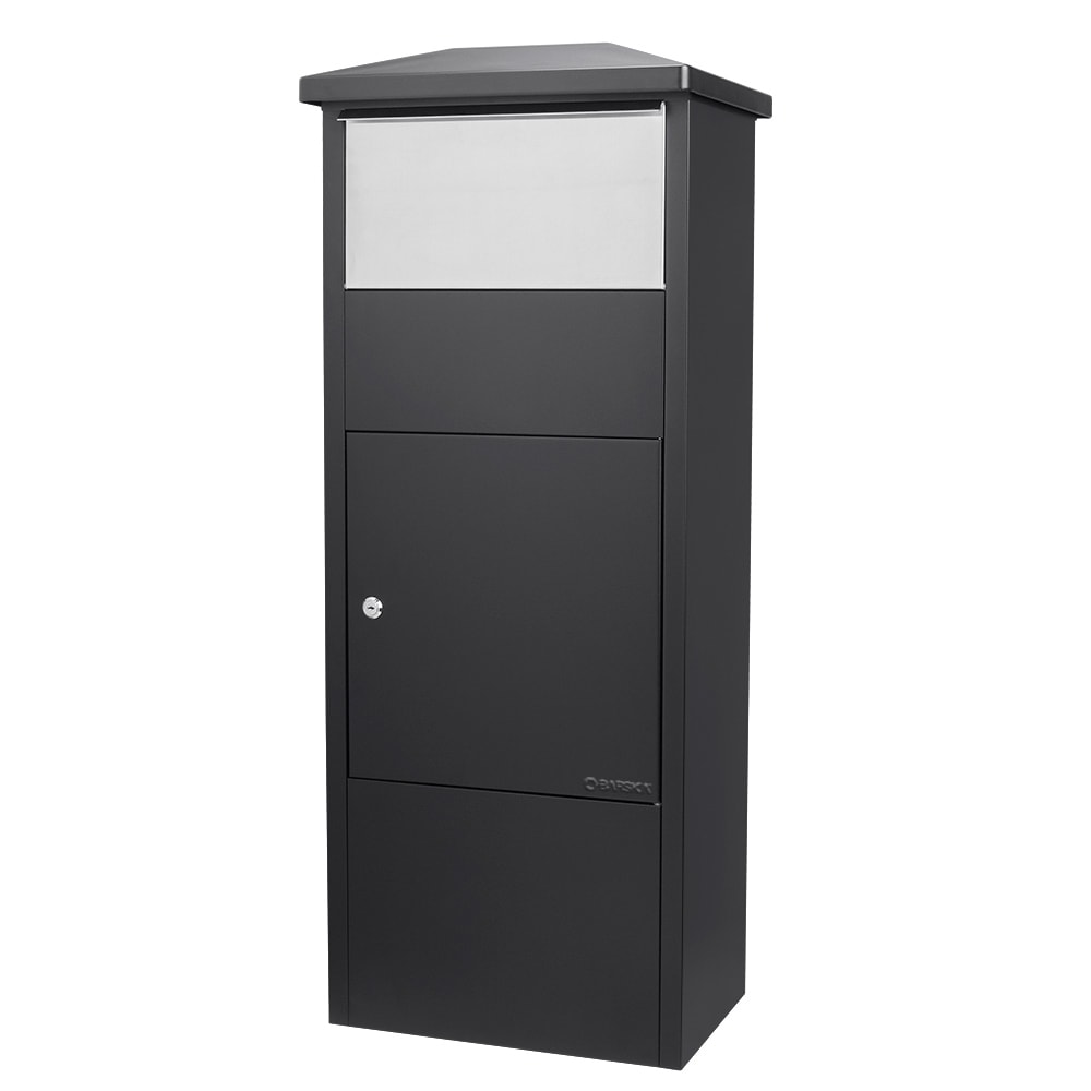 470-CB13324 Parcel Drop Box w/ Key Lock - 16 1/8"W x 10 2/5"D x 52"H, Steel, Black