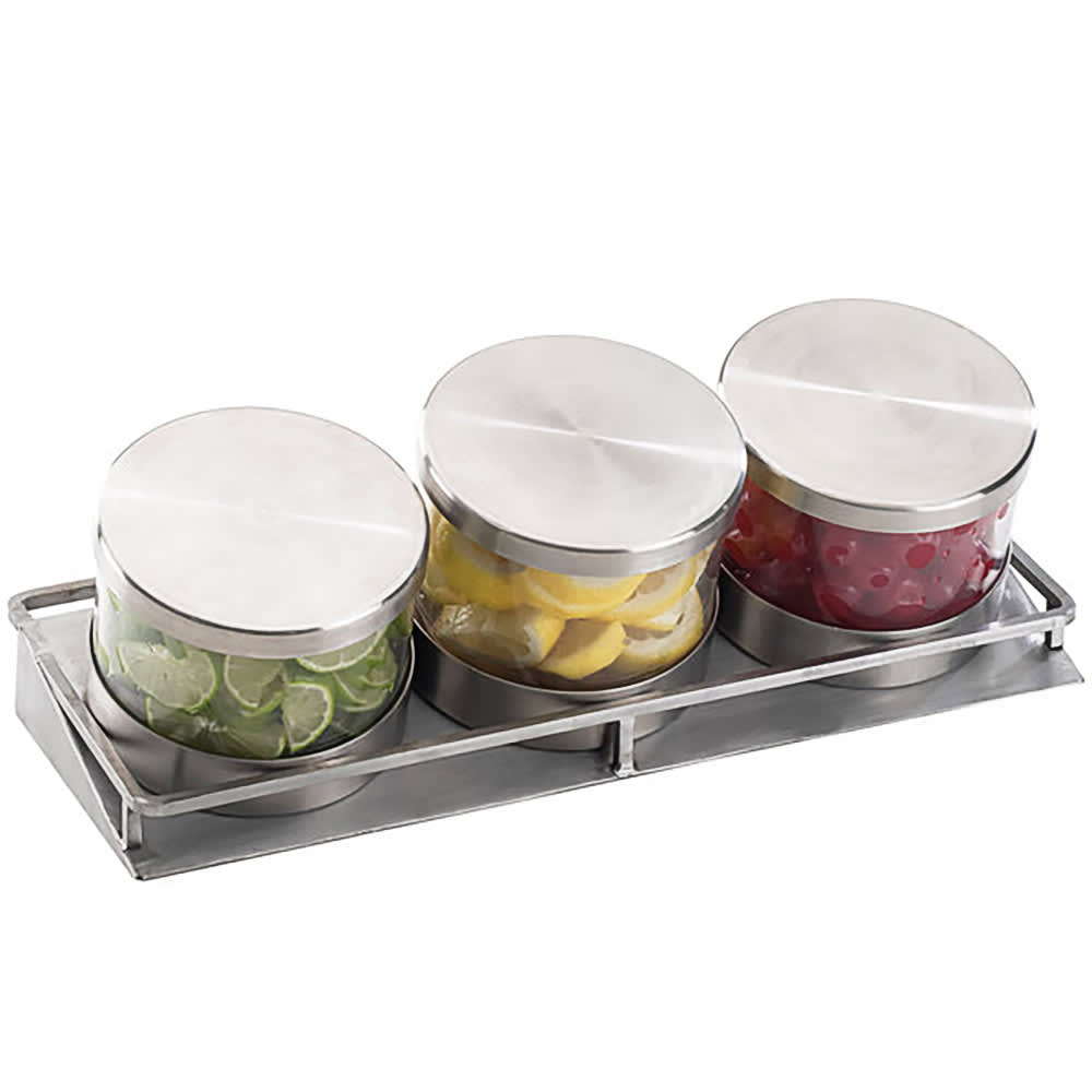 151-1850455 (3) Compartment Bar Garnish Tray - Lift Off Lid