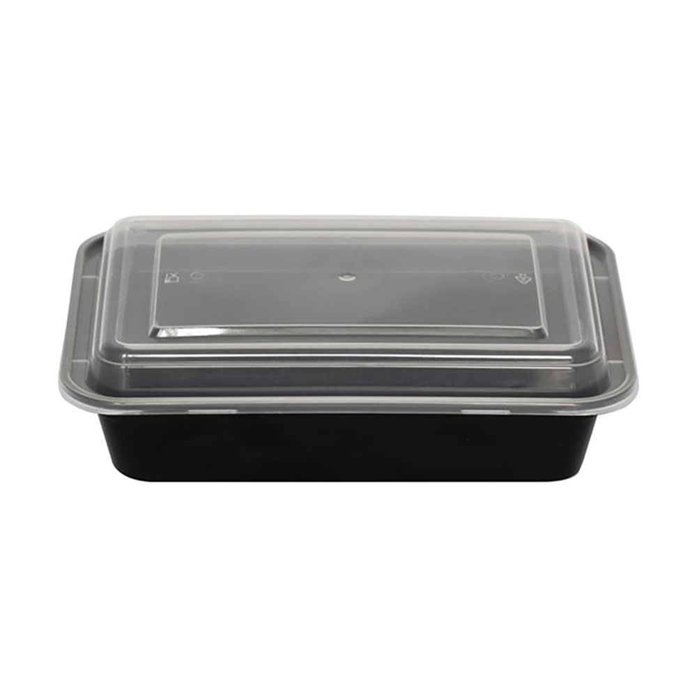 129-TGPP50 50 oz Rectangular To Go Container w/Lid - Plastic, Black
