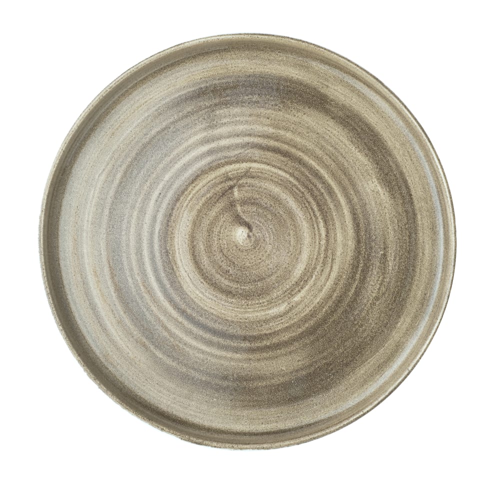 893-PAATWP261 10 2/8" Round Stonecast® Walled Plate - Ceramic, Antique Taupe