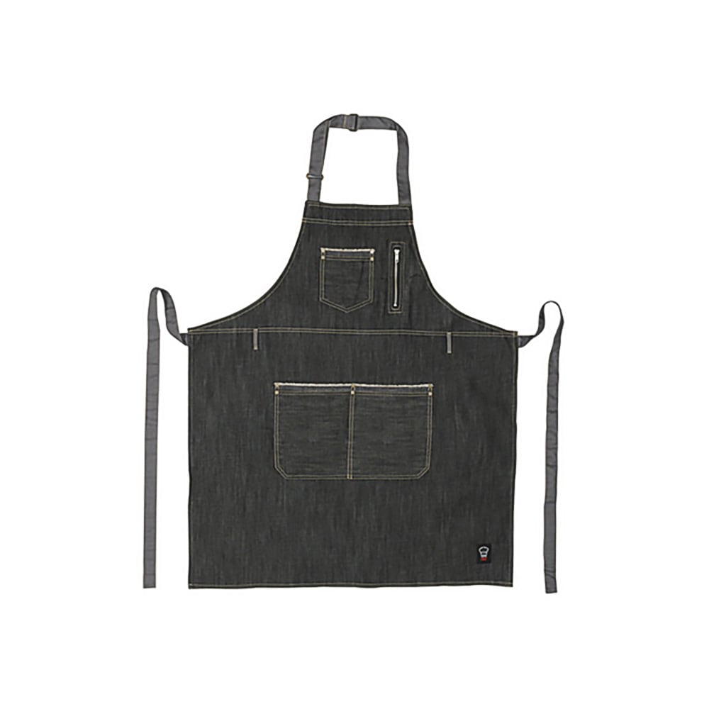 080-BADN3430 Full Length Bib Apron w/ (4) Pockets - 34 1/2" x 30 1/4", Poly/Cotton, Dar...