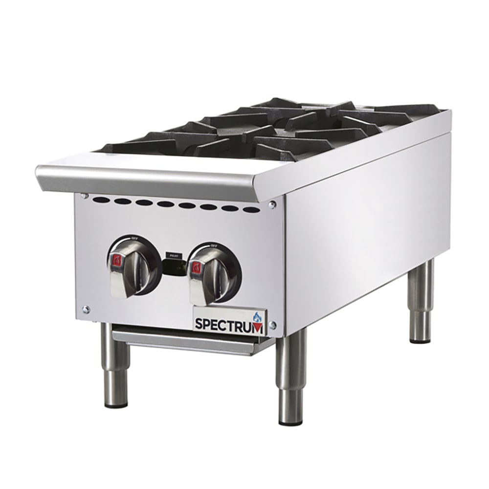 080-NGHP2 12" Gas Hotplate w/ (2) Burners & Manual Controls, Convertible