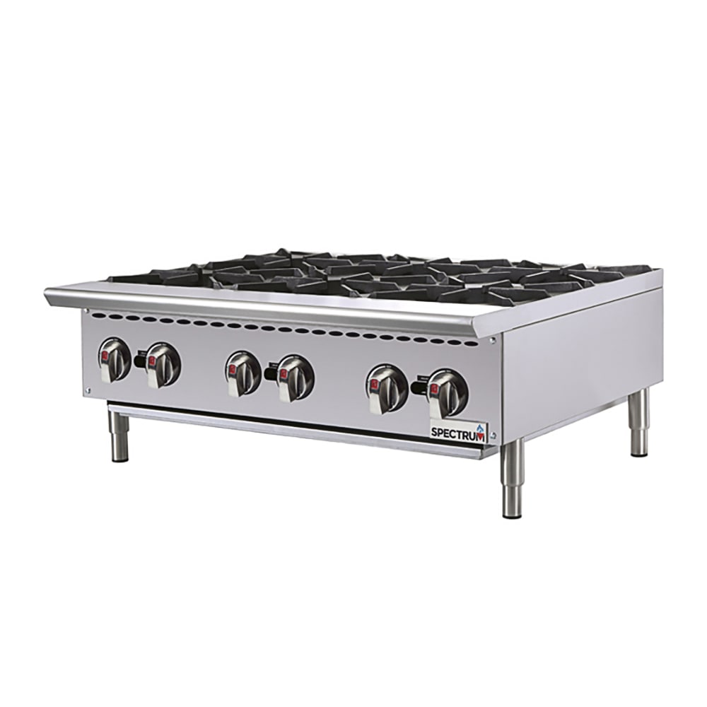 080-NGHP6 36" Gas Hotplate w/ (6) Burners & Manual Controls, Convertible