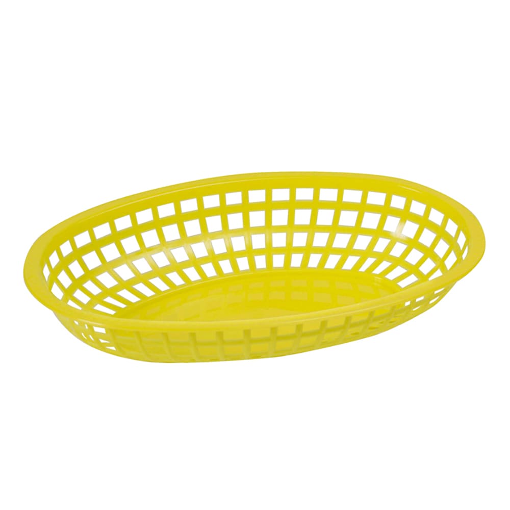 080-POBY Oval Fast Food Basket - 10 1/4" x 6 3/4" x 2", Heavy Duty Premium Plastic...