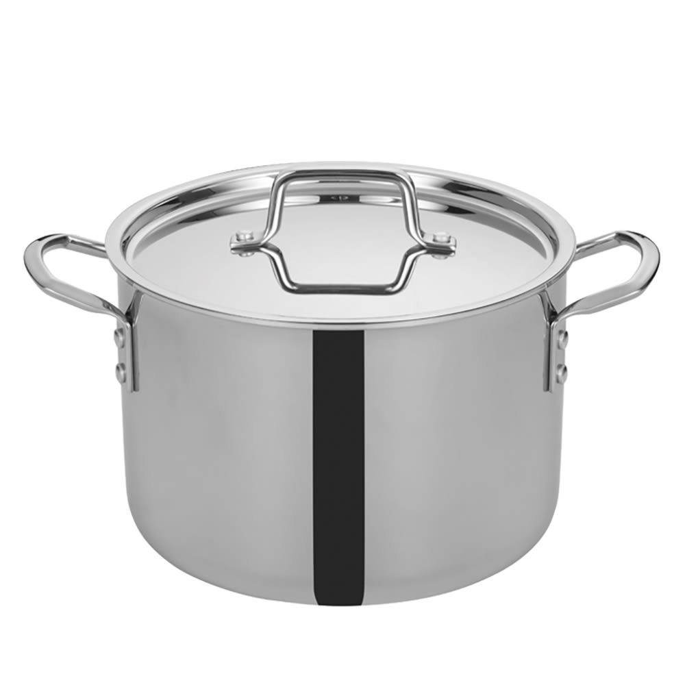 080-TGSP8 8 qt Stainless Steel Stock Pot w/ Cover - Induction Ready
