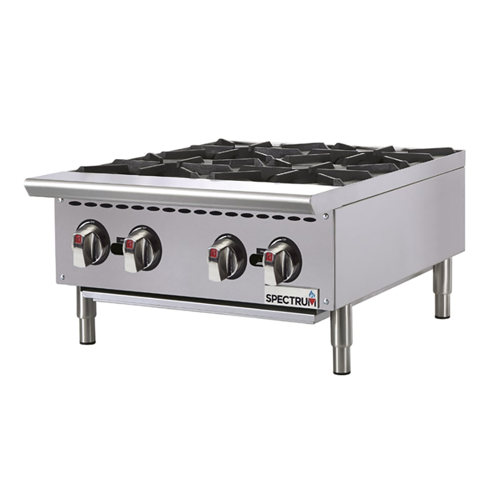 080-NGHP4 24" Gas Hotplate w/ (4) Burners & Manual Controls, Convertible