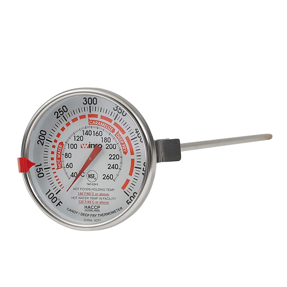 Winco TMT-CDF5 Dial Type Candy Deep Fry Thermometer w/ 100 to 500 Temperature Range
