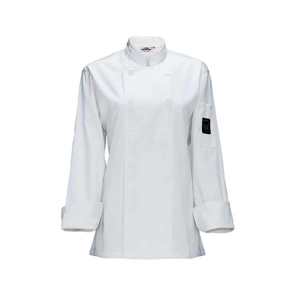 080-UNF7WM Women's Signature Chef™ Long Sleeve Chef Jacket - Medium, White, Poly-Cotton