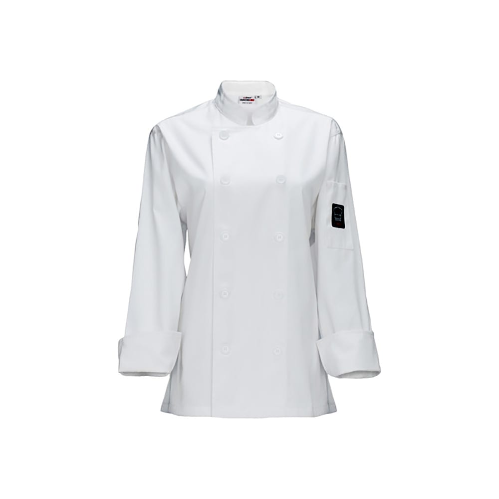 080-UNF7WL Beacon Women's Chef's Jacket w/ Long Sleeves - Poly/Cotton, White, Large