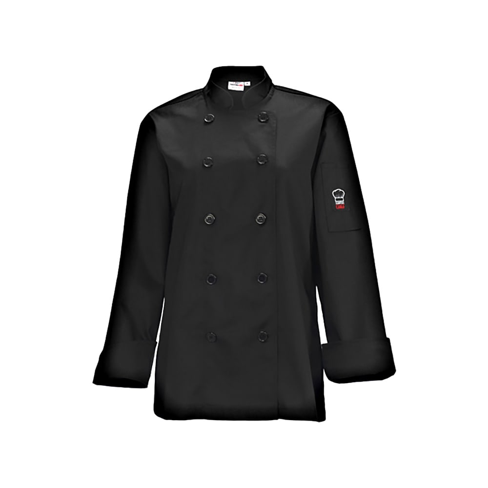 080-UNF7KS Women's Signature Chef™ Long Sleeve Chef Jacket - Small, Black, Poly-Cotton