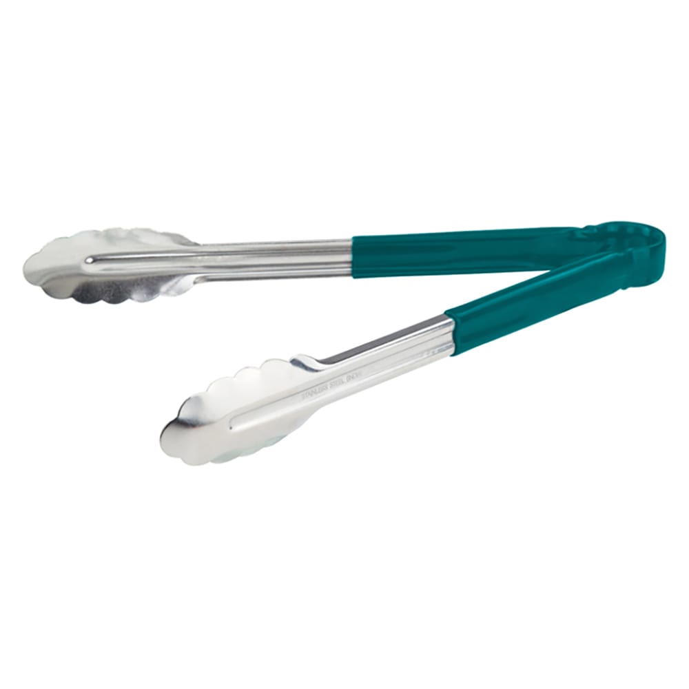 080-UT12HPG 12"L Stainless Utility Tongs, Green
