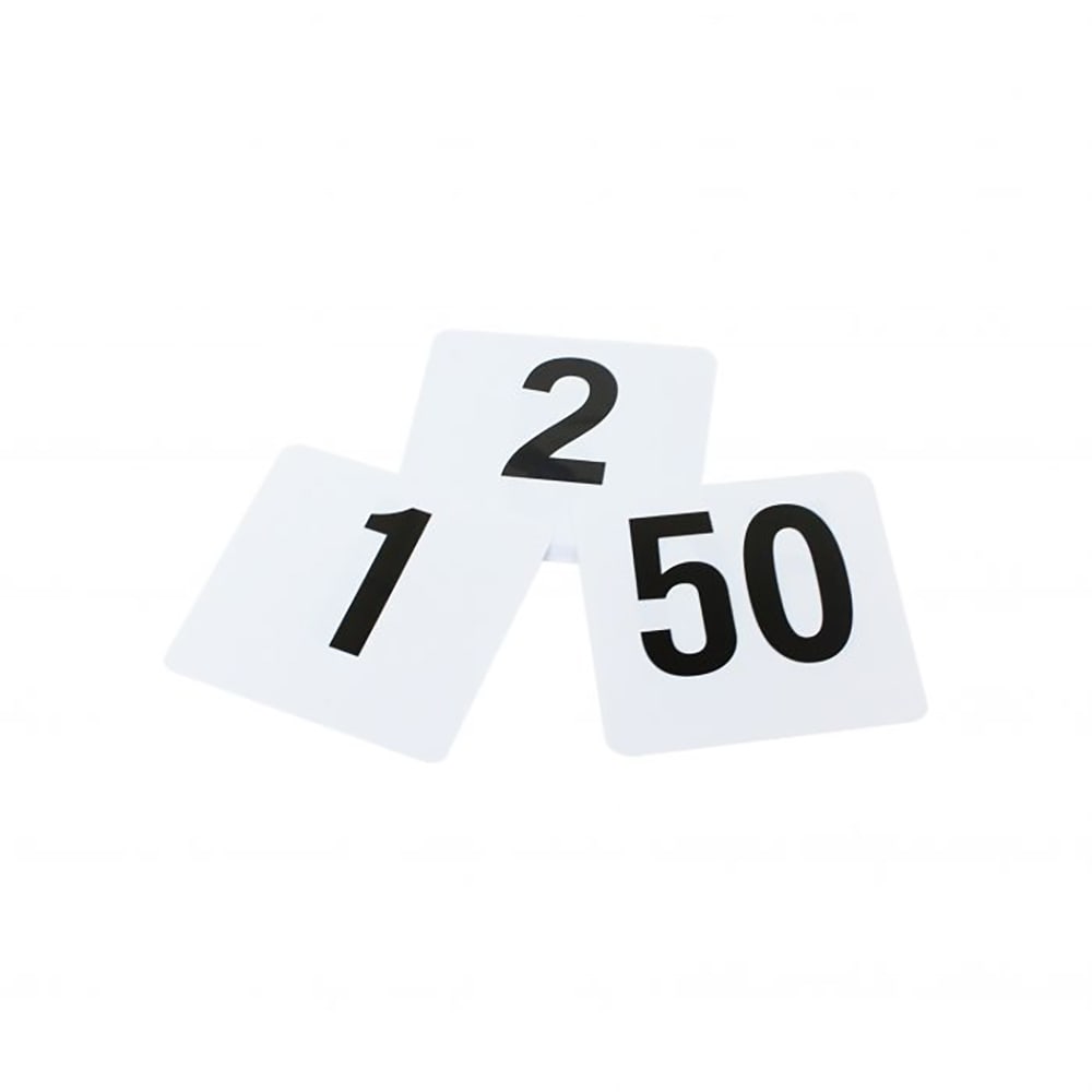 Thunder Group PLTN4050 Tabletop Number Cards - #1 - 50, 4" x 4", White/Black