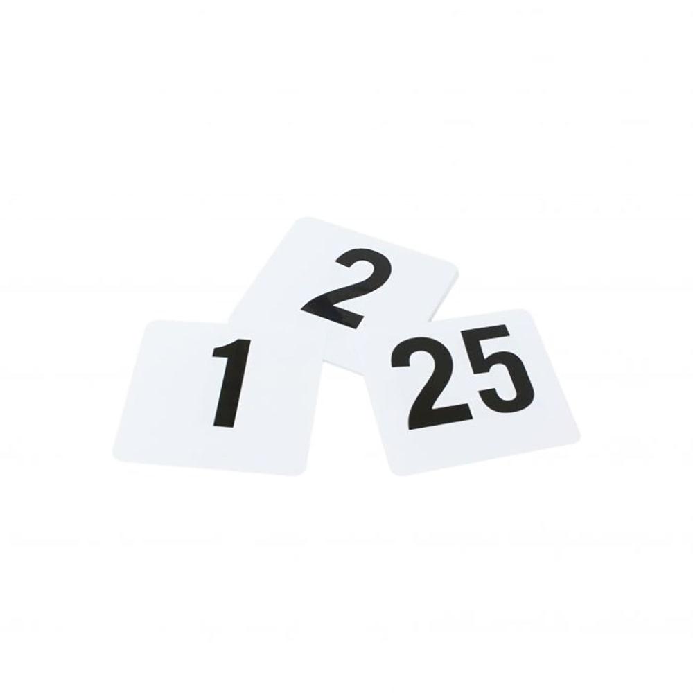438-PLTN4025 Tabletop Number Cards - #1 - 25, 4" x 4", White/Black