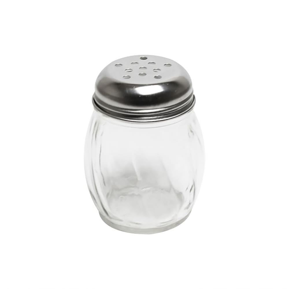 438-GLTWCS006P 6 oz Cheese Shaker w/ Perforated Top, Glass/Stainless