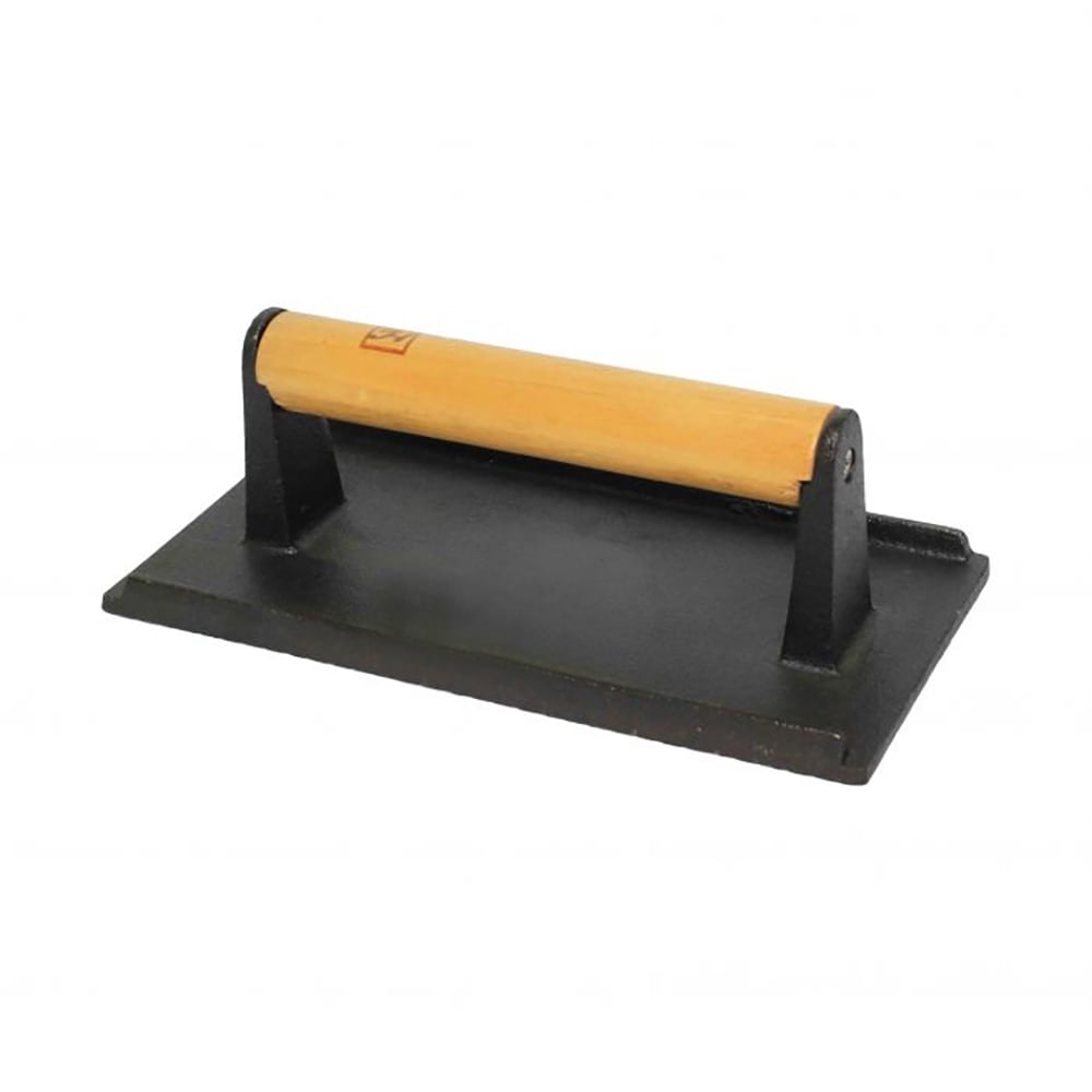 438-SLKSW108 Steak Weight w/ Wood Handle - 4 1/8" x 8 1/4", Cast Iron