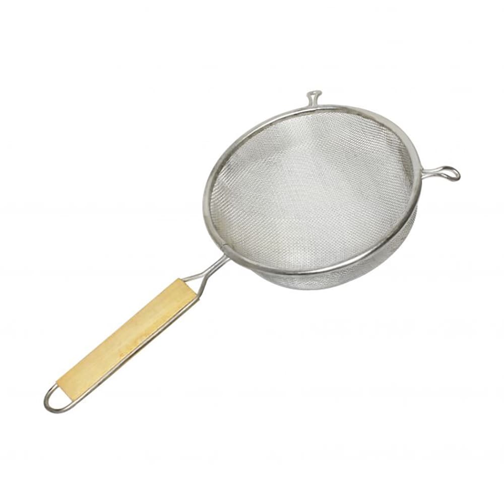 438-SLSTN5106 6" Strainer w/ Single Fine Mesh & Wooden Handle, Stainless Steel