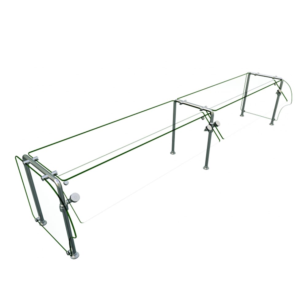 042-ES90108 Self Service Mounted Food Shield - 108" x 24" x 22 5/8", Glass/Stainle...