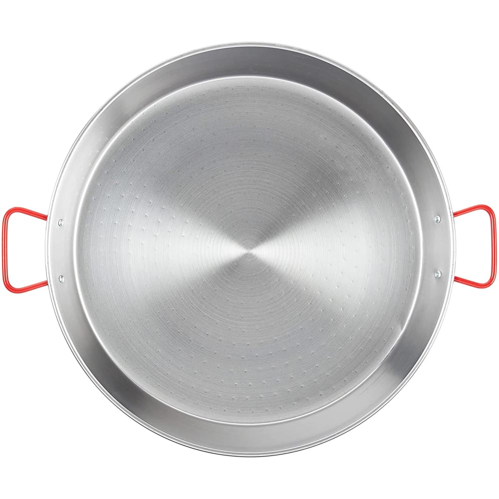 347-071052 35 1/2" Polished Steel Paella Pan w/ Rigid Bottom