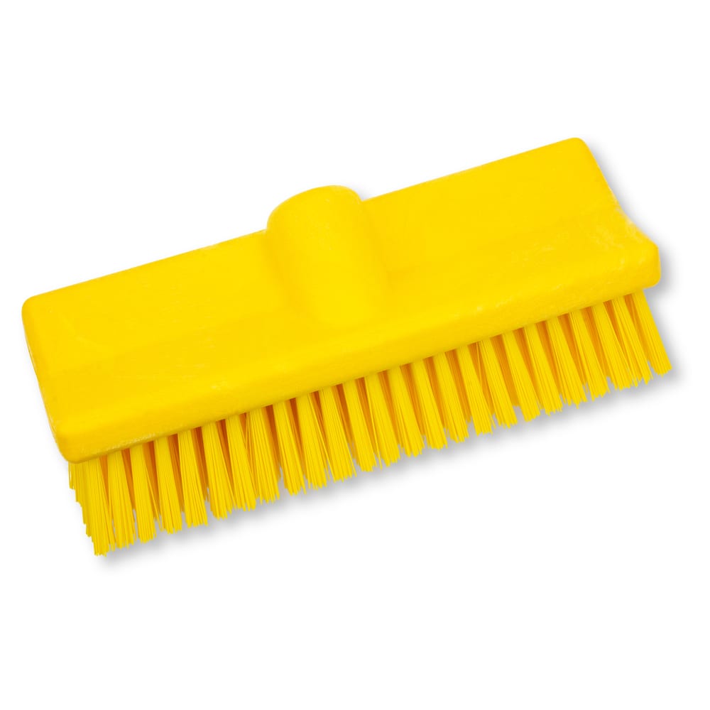 028-40423EC04 10" Dual Surface Floor Scrub Brush Head - Split Shape, Poly/Plastic, Yellow