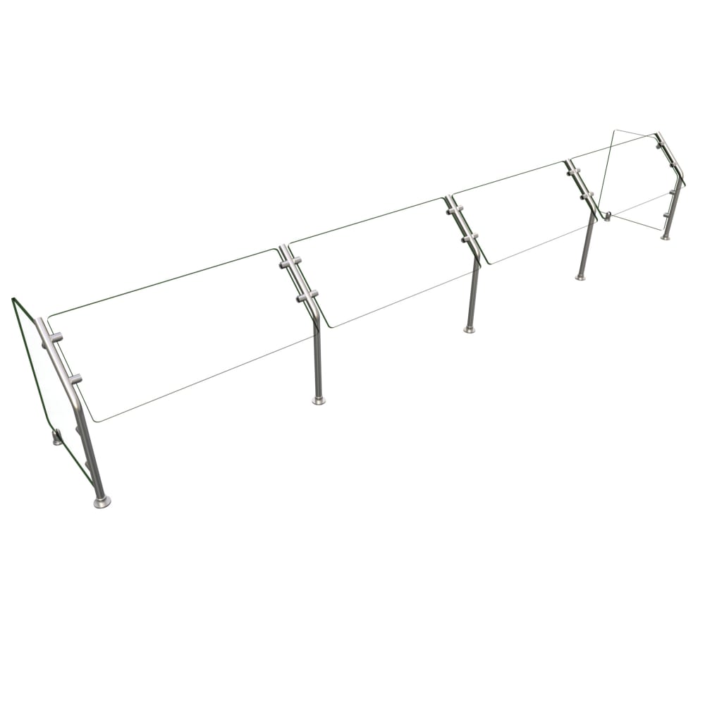 042-ES31132 Self Service Mounted Food Shield - 132" x 18" x 22", Glass/Stainless S...