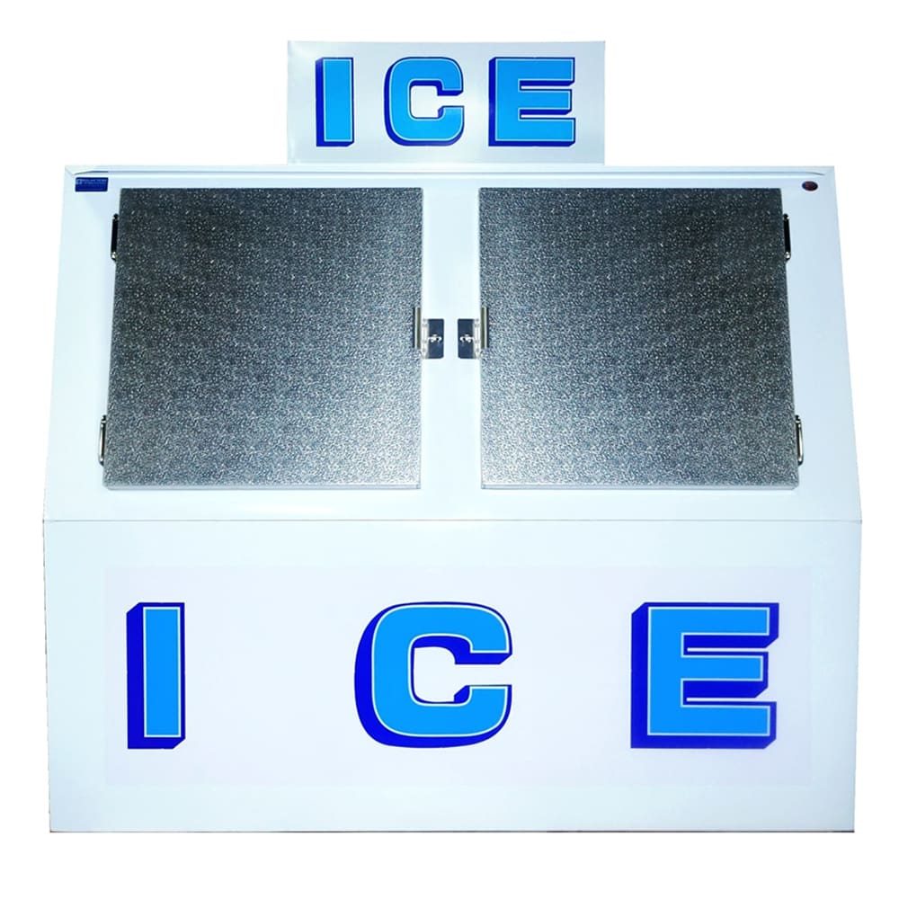 259-600CW 70 1/4" Outdoor Slanted Ice Merchandiser w/ (76) 20 lb Bag Capacity - Solid Door,...