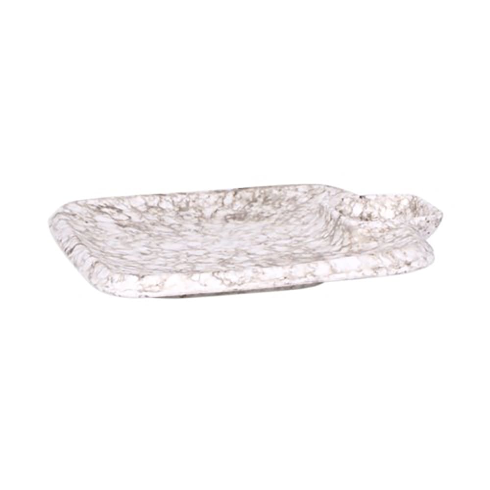 701-B428090BRM 9" x 8" Oval Chip & Dip Plate - Melamine, Brown Marble