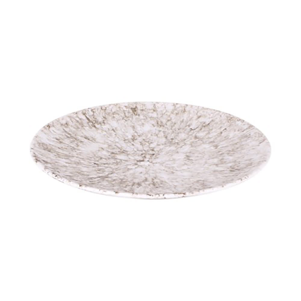 701-B380130BRM 13" Round Melamine Plate, Brown Marble
