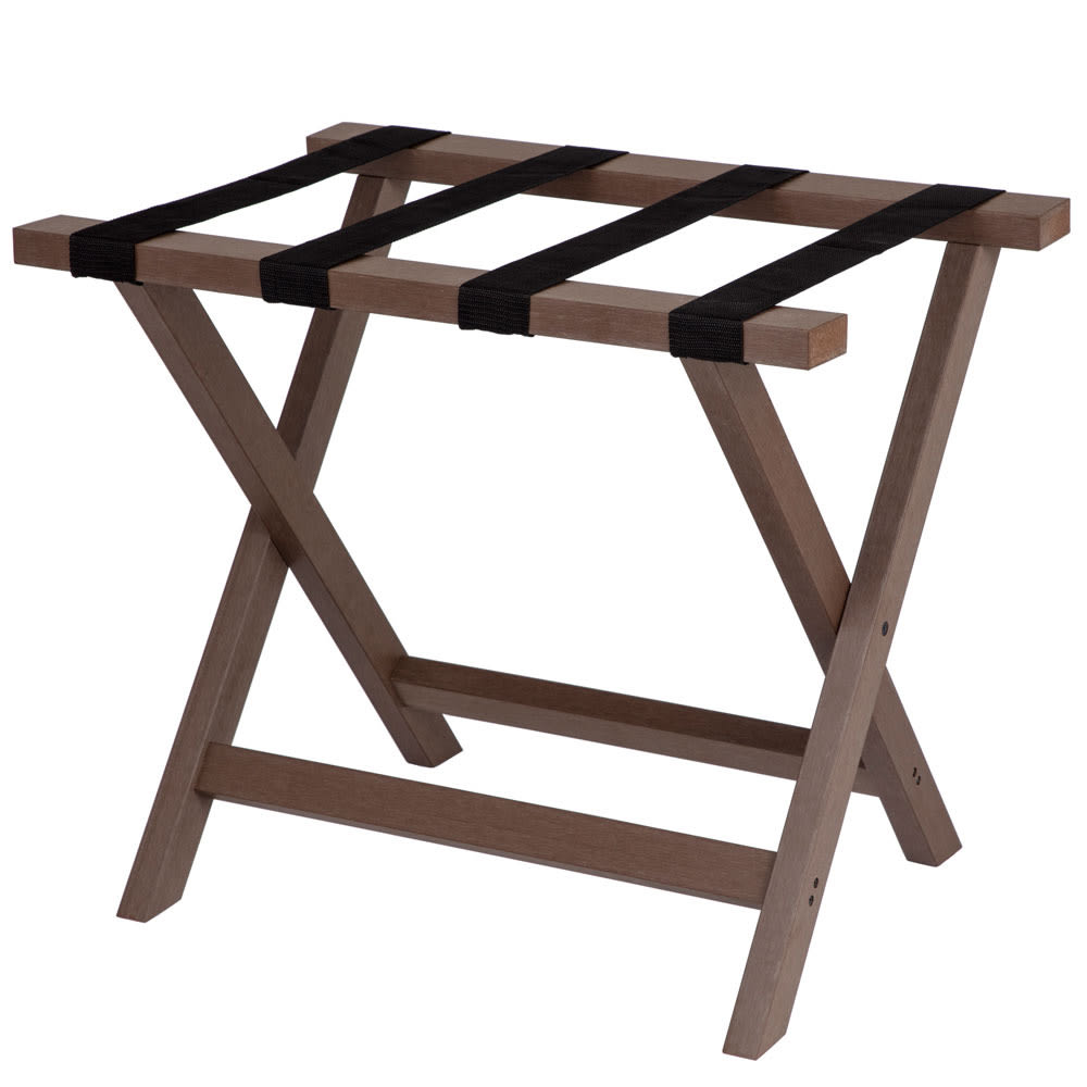 607-CRZRE01 Folding Luggage Rack w/ 2 1/4" Black Straps - 22"W x 18"D x 21"H,...