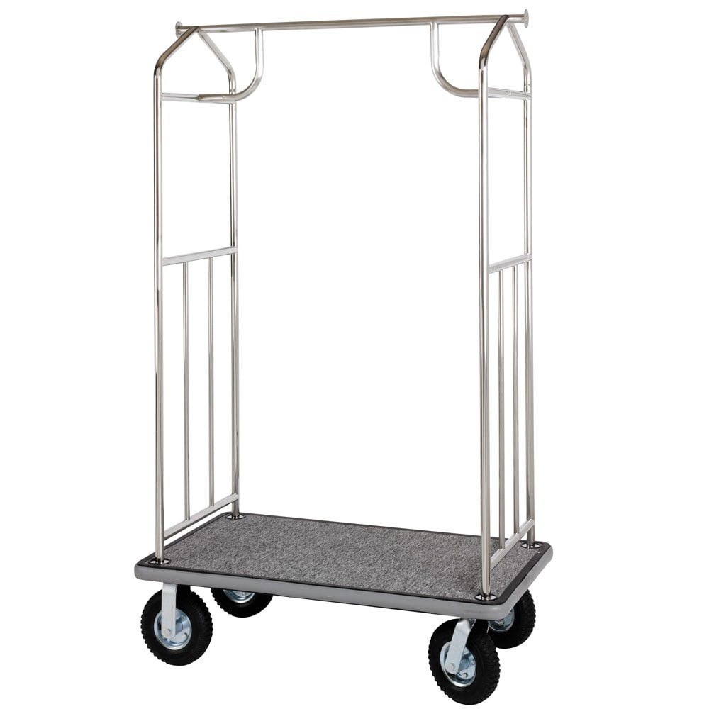 607-XDBCEC6 Luggage Cart w/ Carpeted Deck - 43"L x 25"W x 73"H, Chrome