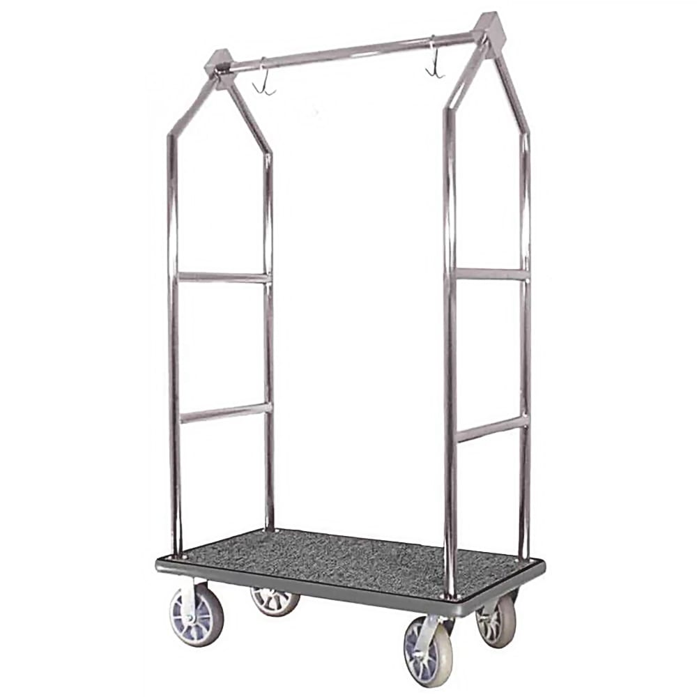 607-BCF105SS Luggage Cart w/ Carpeted Deck - 43"L x 25"W x 75"H