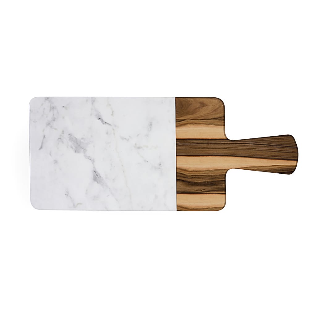 Elite Global Solutions M127RCM-HWC Rectangular Sierra Serving Board - 12" x 7", Melamine, Faux Hickory Wood/Carrara Marble