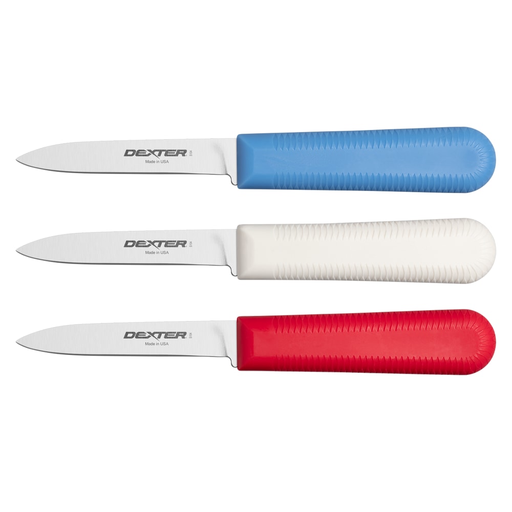 135-S1043RWC SANI-SAFE® 3 1/4" Paring Knife w/ 3 Assorted Color Handle, High Carbon Stainles...