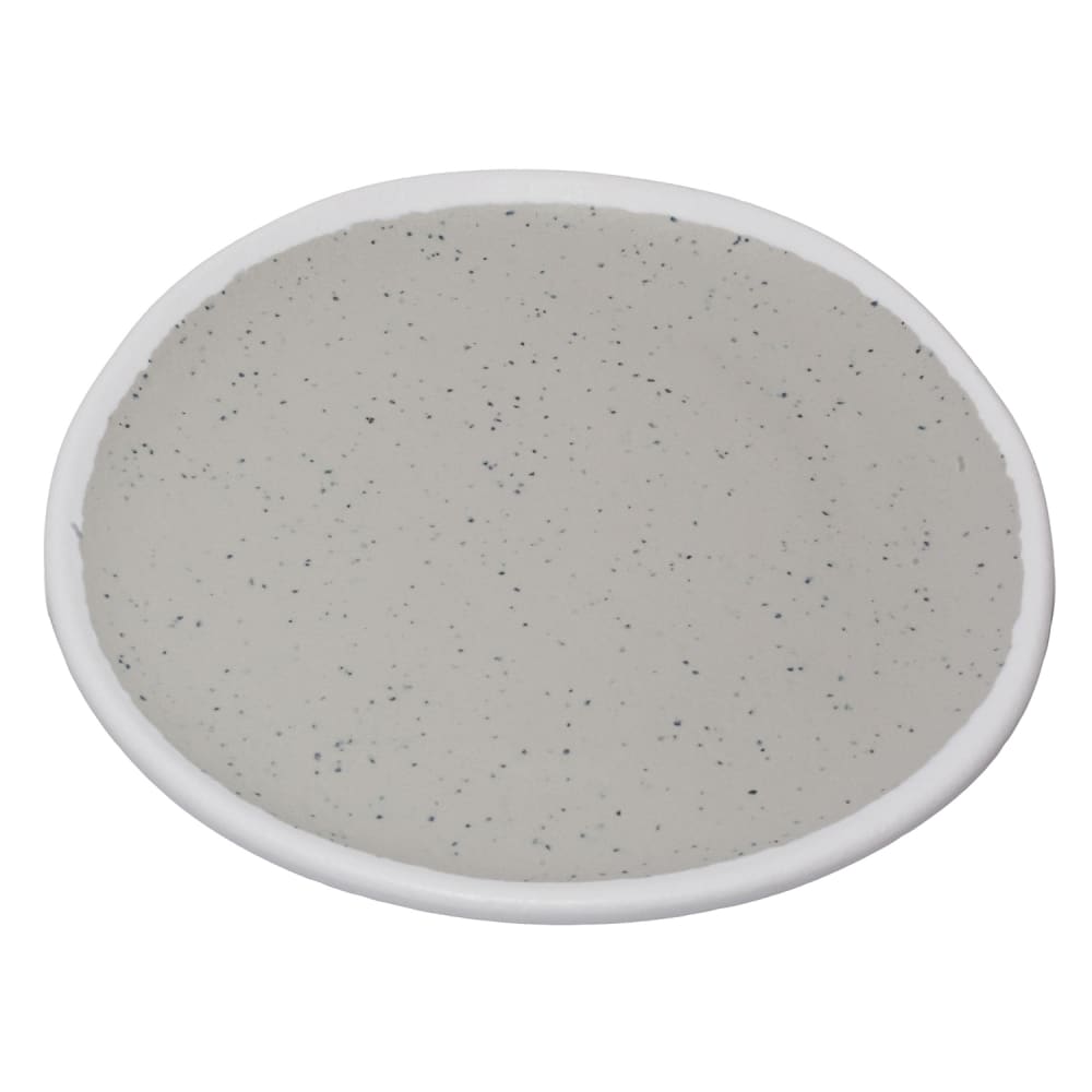 284-P101DVG 10 1/2" Round Melamine Dinner Plate, Dove Gray w/ White Trim