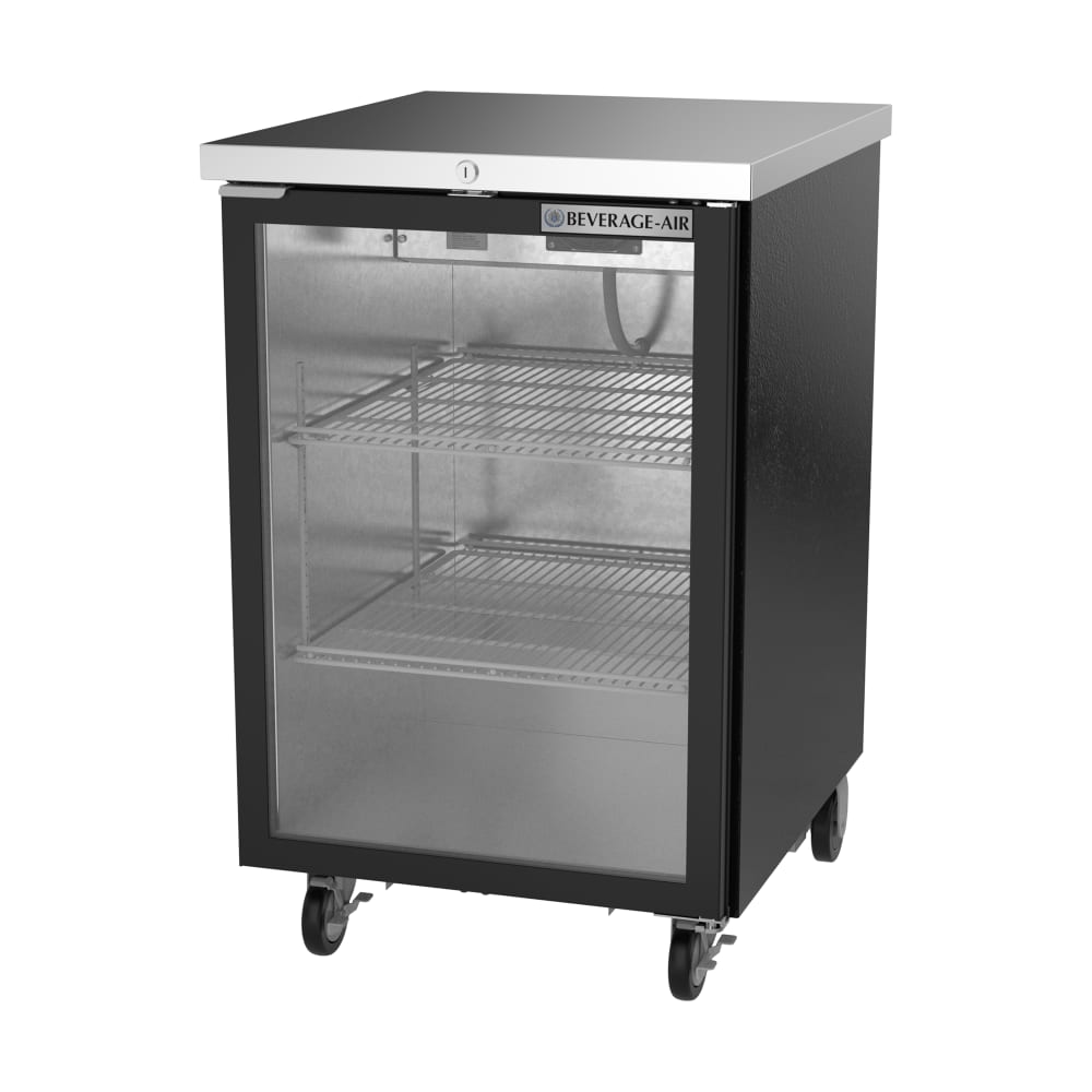 118-BB24HC1FGB 24" Bar Refrigerator - 1 Swinging Glass Door, Black, 115v