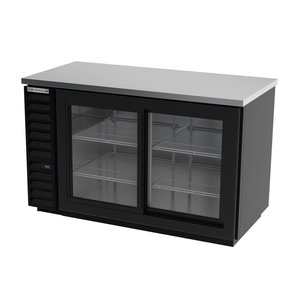 118-BB58HC1GSB 59" Bar Refrigerator - 2 Sliding Glass Doors, Black, 115v