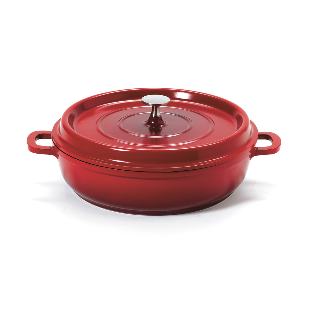 284-CA005RBKCC 3 qt Ceramic Coated Aluminum Braising Pan, Red