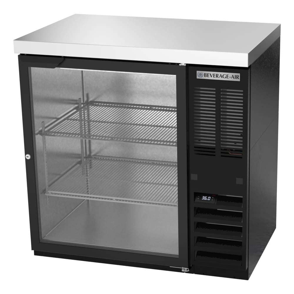 118-BB36HC1GB27 36" Bar Refrigerator - 1 Swinging Glass Door, Black, 115v