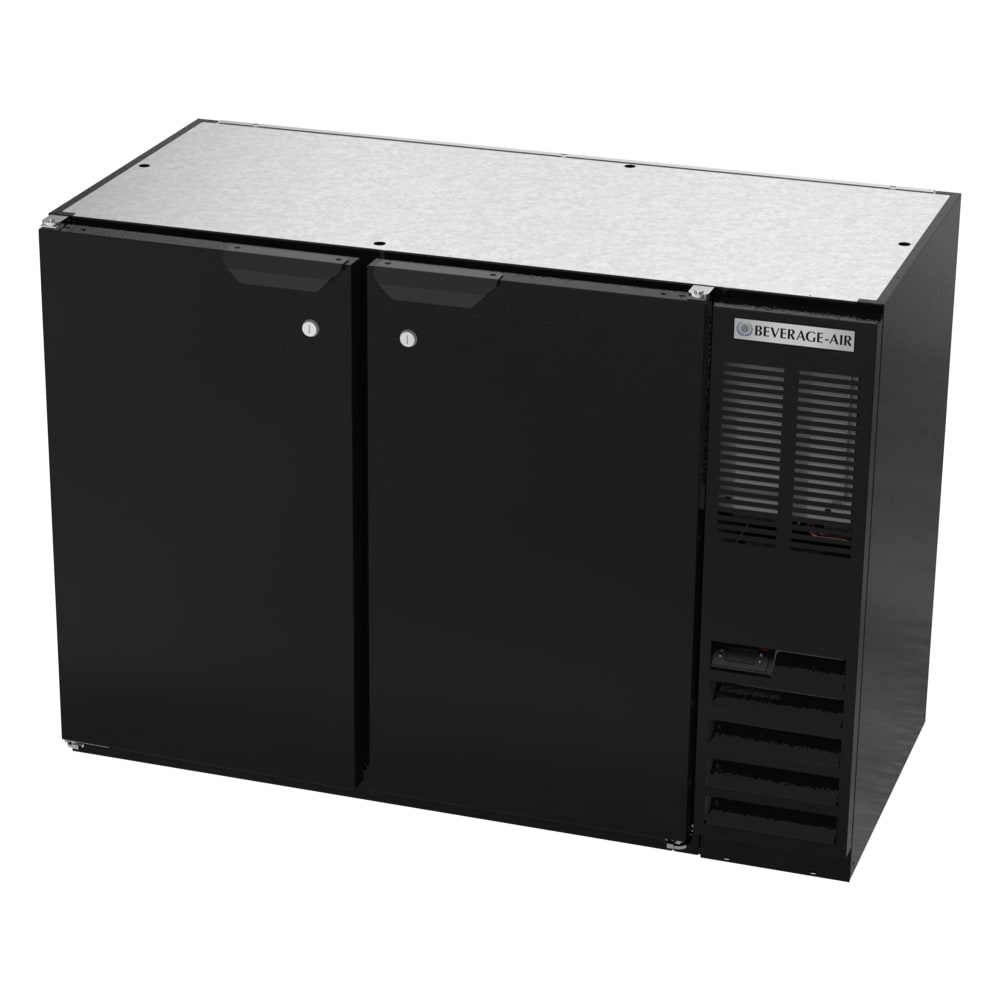 118-BB48HC1FB 48" Bar Refrigerator - 2 Swinging Solid Doors, Black, 115v